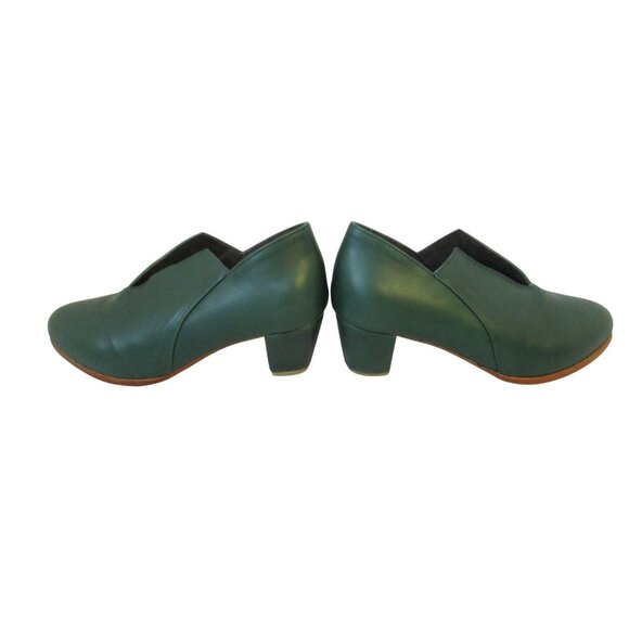 ELF Handmade Green Leather Slip-On Heels For Women Size 10 NEW/NEVER WORN Classy - Picture 3 of 9